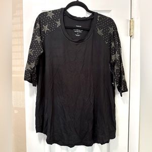 Torrid 3/4 sleeve glitter shirt